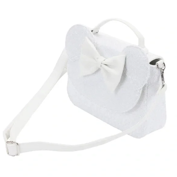 NEW SET Loungefly Minnie Mouse Sequin Wedding Crossbody Bag and wallet - Picture 10 of 16